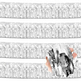 4 Pack 10 Ft Silver Foil Fringe Garland Metallic Streamers Tinsel Banner Wall Hanging Garland Backdrop For Parade Floats, Halloween, Christmas, Thanksgiving, New Year Party Decorations