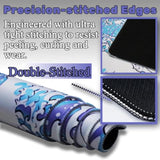 Full Desk Mouse Pad, 31.5 X 15.75 Inches, 3 Mm Thick, Non-Slip Rubber Base, Office And Gamingmat With Stitched Edges (Black And Blue Waves)