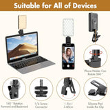 , Long Time Rechargeable Clip Video Light, Upgraded Cell Phone Light, Adjusted 5 Light Modes, Portable Led Light, For Phone, Camera, Laptop, Ipad, Tiktok, Video Vlog