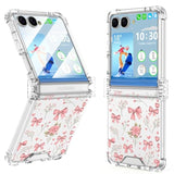 Designed For Samsung Galaxy Z Flip 7 Case Clear With Hinge Protection & Bowknot Pattern Shockproof Protective Phone Case Cover For Women Girls