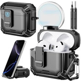 Compatible With Airpods 4Th Case With Phone Stand & Cleaning Kit,Compatible With Magsafe,Magnetic Automatic Lock For Airpods 4 With Active Noise Cancellation Charging Cover (2024)