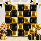 30pcs Gold Black Square Foil Balloons Double Sided Garland Arch Party Decor