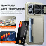 iPhone 16 Pro Case Wallet with Hidden Card Holder and Pop-up Camera Cover, Military Grade Protection, Durable Kickstand Heavy Duty Men Women Shockproof Case for iPhone 16 Pro, Titanium