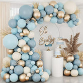 Dusty Blue Balloon Garland Kit: Sand White, Gold & Slate Party Decor