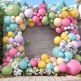 Flower Balloon Arch Kit, 122Pcs Hot Pink Pastel Blue Dusty Green Macaron Orange Lavender Purple Yellow Matte Balloons For Girls Floral-Themed Party Boho Baby Shower Wedding Birthday Decorations