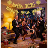 Hello 2026 Happy New Year Banner Gold Glitter Party Decorations