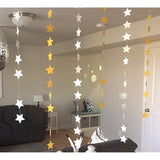 2Pcs Double Side Glitter Paper Star Garland Christmas Galaxy Banner Ch