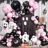 Halloween Balloon Arch Kit: Pink, Black, White with Ghost, Spider, Bats