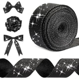 Black Glitter Ribbon Glitter Wired Edge Ribbon 2.5 Inch X 20 Yard Wate
