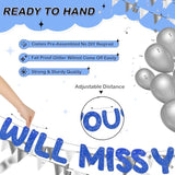 Pre Strung We Will Miss You Banner Glitter Bunting Graduation Retirement Party Decorations 8.2 Ft Goodbye Decorations For Going Away Farewell Army Party Supplie(Navy Blue)