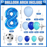 94Pcs Soccer 8th Birthday Balloon Kit Blue Teal Decor for Boys Party