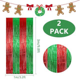 2-Pack Christmas Metallic Foil Fringe Curtains 3.2x9.8 ft for Party Backdrops