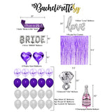 28Pc Bachelorette Party Decorations Kit For Bride To Be, Bridal Shower Decorations, Engagement Party – Balloons, Sash, Foil Backdrop Curtain (Purple)
