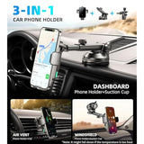 Dual Coil 15W Car Phone Holder (Not Easy To Disconnect) Wireless Car Charger -Auto Clamping- Charging Phone Holders For Your Car Dash Vent Windshield, For Flip S24/S23/S22/S21, Iphone Series