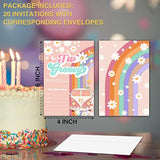 Birthday Invitations, 4"X6" 2Nd Birthday Party Invitations With Envelopes For Rainbow Two Groovy Floral Party Decorations Supplies(20 Pieces)-C11