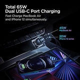 Spigen for USB C Car Charger, 65W Dual USB Car Charger Fast Charge(PD 3.0 45W+20W) Compatible with iPhone 17 16 Pro Max Plus 15 14 13 Mini Pixel MacBook iPad Pro M4 Air M2Galaxy S24 S23 Ultra Note