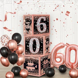 Rose Gold 60Th Birthday Decorations For Woman,Birthday Decorations For Women Girls Black And Pink Balloon Boxes Birthday Party Favors