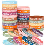 30 Pcs Motivational Quote Silicone Bracelets, Inspirational Rubber Wristbands, Colorful Inspiring Silicone Bracelets For Office Classroom Rewards Gifts Party Favors Supplies