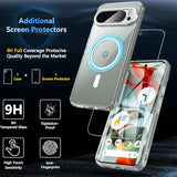 for Google Pixel 9 Pro XL Case with Screen Protector, Pixel 9 Pro XL Case with magsafe Clear,Anti-Yellowing 12FT Military Drop Proof Raised Bezels
