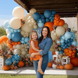 Blue & Orange Balloon Arch Kit: Double Stuffed Latex Balloons