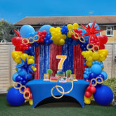 Red Blue Yellow Balloon Garland Arch Kit 140Pcs Primary Color With Star Balloons For Cartoon Carnival Circus Theme Birthday Party Supplies Decorations