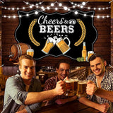 Cheers and Beers Party Retro Wooden Board Birthday Banner Backdrop for Men