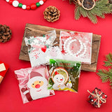 300 Pieces Christmas Cellophane Bags Xmas Treat Candy Cookie Biscuit Bags Self-Adhesive Plastic Present Bags For Christmas Party Diy Supplies Favor, 12 Styles