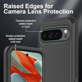 For Google Pixel 9 Pro Xl Case, With 2Pcs Tempered Glass Screen Protector, Military Grade 3 In 1 Heavy Duty Shockproof/Drop Proof/Dust Proof Case (Black/Black)