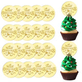 20Pcs Golden Cupcake Toppers Mirror Acrylic Merry Christmas Cake Signs Christmas Themed Cake Charm Round Cake Discs For Diy Decor Supplies
