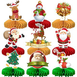 9 Pc Merry Christmas Table Centerpieces with Deer Tree Honeycomb for Party