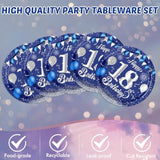 Blue 18th Birthday Party Supplies – Navy & Silver Plates, Napkins, Tablecloth for Boys and Girls