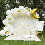 131Pcs White Balloon Garland Kit with Moon & Star for Baby Shower Parties
