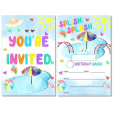 Splish Splash Pad Birthday Invitations With Envelopes Set Of 20 Summer Pool Theme Birthday Party Invites Fill In Blank