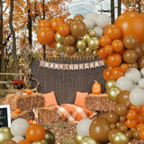 Fall Balloon Arch Kit with Orange Brown Beige Balloons for Thanksgiving Party