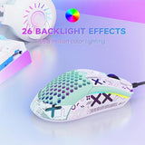 M5 Rgb Lightweight Wired Gaming Mouse With 12000 Dpi 6 Programmed Buttons,65G Honeycomb Shell,Ultralight Ultraweave Cable,Pixart 3325 Optical Sensor Gamer Mice(Green)