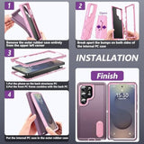 For Samsung Galaxy S25 Ultra Case With Built In Kickstand, Shockproof/Dropproof Military Grade Protective Cover For Galaxy S25 Ultra (Night Purple/Baby Pink)