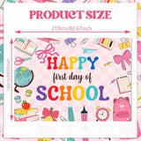 Happy First Day Of School Backdrop Banner Large Size Back To School Backdrop Photo Booth Props Coquette Back To School Classroom School Home Yard Decorations Background, 7 * 5Ft