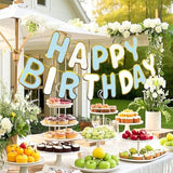 Blue White Gold Happy Birthday Banner Nautical Theme Boys Birthday Party Supplies Garland Decorations Birthday Signs Nursery Hanging Decor