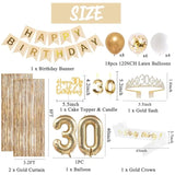 30Th Birthday Decorations For Women, Banner, Sash And Crown, Cake Topper, 30 Number Balloon, Fringe Curtains, Champagne Gold 30Th Birthday Party Supplies