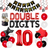 10Th Birthday Decorations For Boys Red And Black Double Digits Birthda