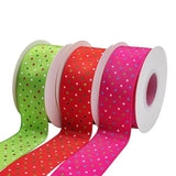 Multi Dots Wired Edge Ribbon,1-1/2 Inch,10 Meters Spool,Red With Christmas Dots,Use For Diy Gift Wrapping Wreath Floral Arrangement Bow Decoration