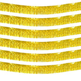 6 Pack 10 Feet Foil Fringe Garland Metallic Tinsel Streamers Banner Wall Hanging Curtain Backdrop Banner For Parade Floats, Thanksgiving, Christmas, Birthday, Halloween Party Decorations(Gold)