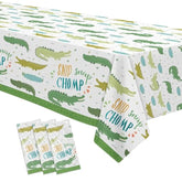 3Pc Alligator Party Tablecloths – Crocodile Reptile Disposable Covers, 86"×55"