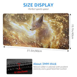 Large Gaming Mouse Pad, Extended Xxl Desk Mat With Mystical Fox Design, 31.5 X 15.7 Inches, Non-Slip Base