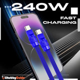 Chubby 2.0 Anodized Version - 240W Usb C Cable Reflective Shine Charge Cable Silicone Fast Charging Cable, Lavender Purple, Type C To Type C, 9.8Ft