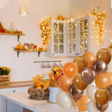 Fall Balloons Pumpkin Orange Coffee Brown Ivory White Party Thanksgiving Decor