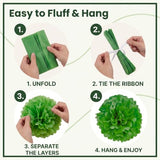 Green Tissue Paper Pom Poms 12pcs Hanging Flowers Party Wedding Decor