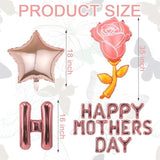 Rose Gold Mothers Day Balloons Foil Happy Mother'S Day Balloons Banner Letter Star Pink Rose Balloon For Mother'S Day Party Decoration Mama Birthday Supplies Mom Arch Kits Party Balloon Sets-19 Pcs