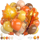 Fall Balloon Set: Orange, Yellow, Brown, Leaf Balloons for Autumn Decor