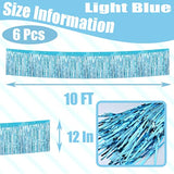 6 Pack 10 Feet Foil Fringe Garland Metallic Tinsel Streamers Banner Wall Hanging Curtain Backdrop Banner For Parade Floats, Thanksgiving, Christmas, Birthday, Halloween Party Decorations(Light Blue)